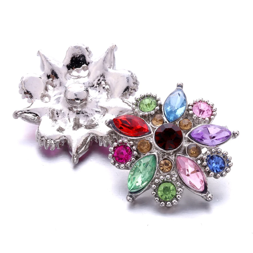 20pcs Snap Jewelry Crystal Rhinestone Flower Snap Buttons Fit 18mm Snap Button Bracelet Bangle Interchangeable Jewelry