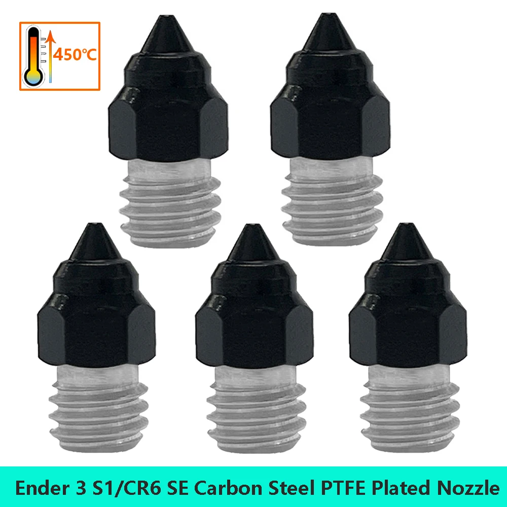 3pcs CR-6 SE Nozzle PTFE Plated High Carbon Steel MK8 Nozzles 3D Printer Parts Ender-3 S1 Nozzles For CR6 SE Ender 3 S1 Ender 5 1 2 3pcs mk8 nozzle cht high flow 0 2 0 3 0 4 0 6 0 8 1 0 1 2 mm nozzle brass for cr10 cr10s kp5l ender 3 3d printer parts