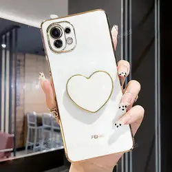 Luxury Plating Love Heart Stand Phone Case - Cute Silicone Cover for Realme GT Neo (AX White)