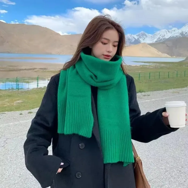Korean Style New Solid Color Knit Scarf for Students and Couples Fashionable Winter Neck Warmer Soft and Cozy