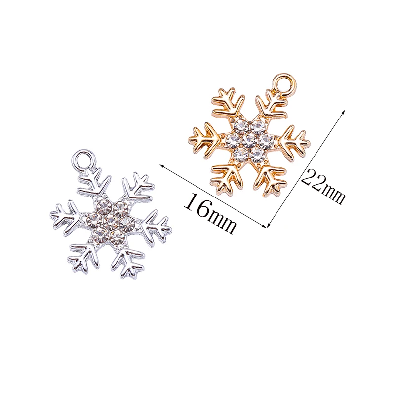 10Pcs Mixed Charms Zirkon Weihnachten Schneeflocke Halskette Anhänger Für Frauen Mode Glänzende Kristall DIY Schmuck Machen Ohrring Geschenk – Detail 2