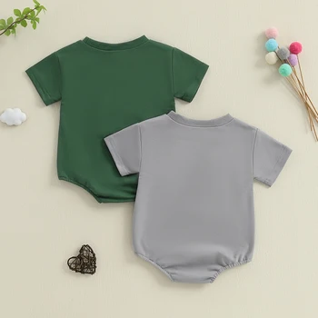 Toddler Boys Summer Romper Set Twin Baby Outfit Casual Short Sleeve Jumpsuit with Letter Embroidery for Newborns Adorable 1