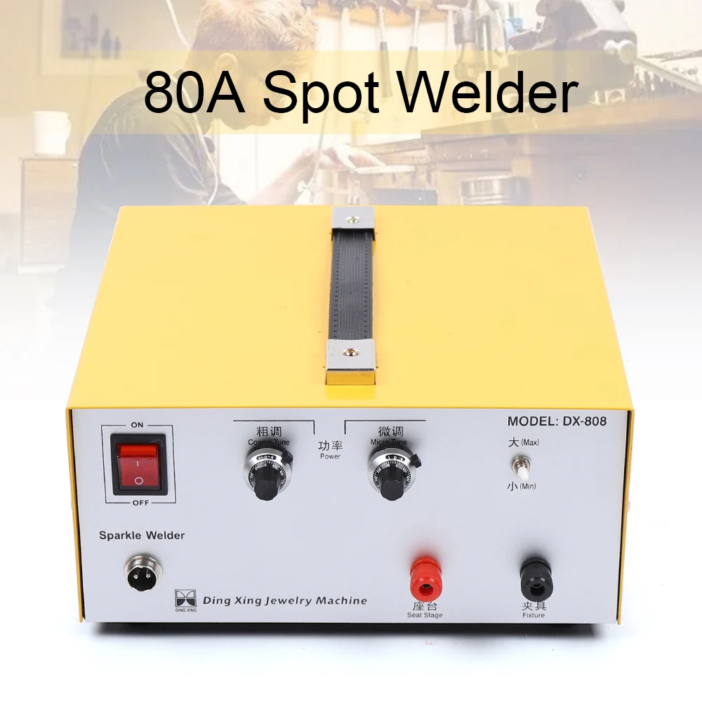 Pulse Spot Welding Machine Gold Silver Jewelry Spot Welder with Foot Pedal 110V 80A Portable