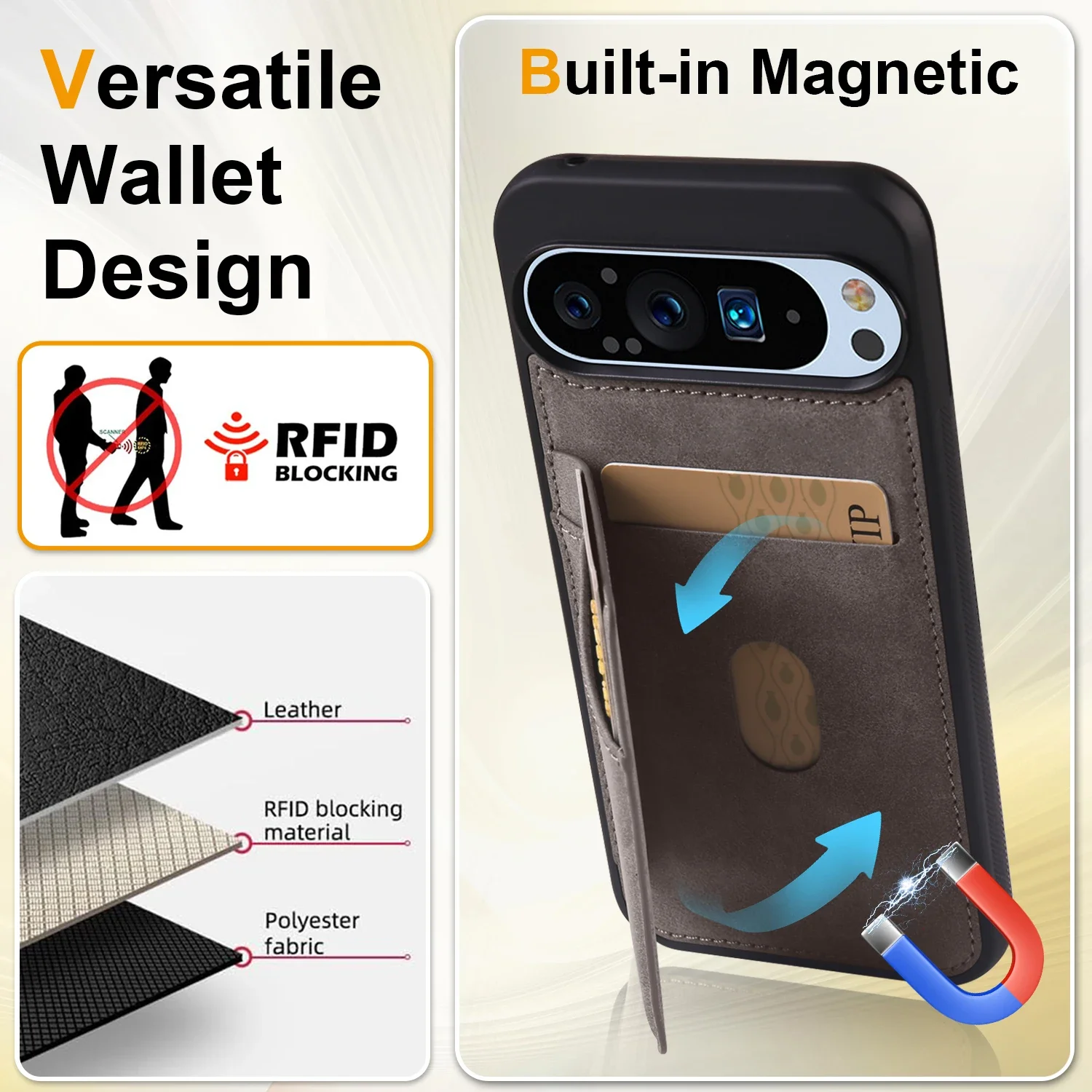 Elegant PU Leather Phone Case with Magnetic Card Slot and Holder