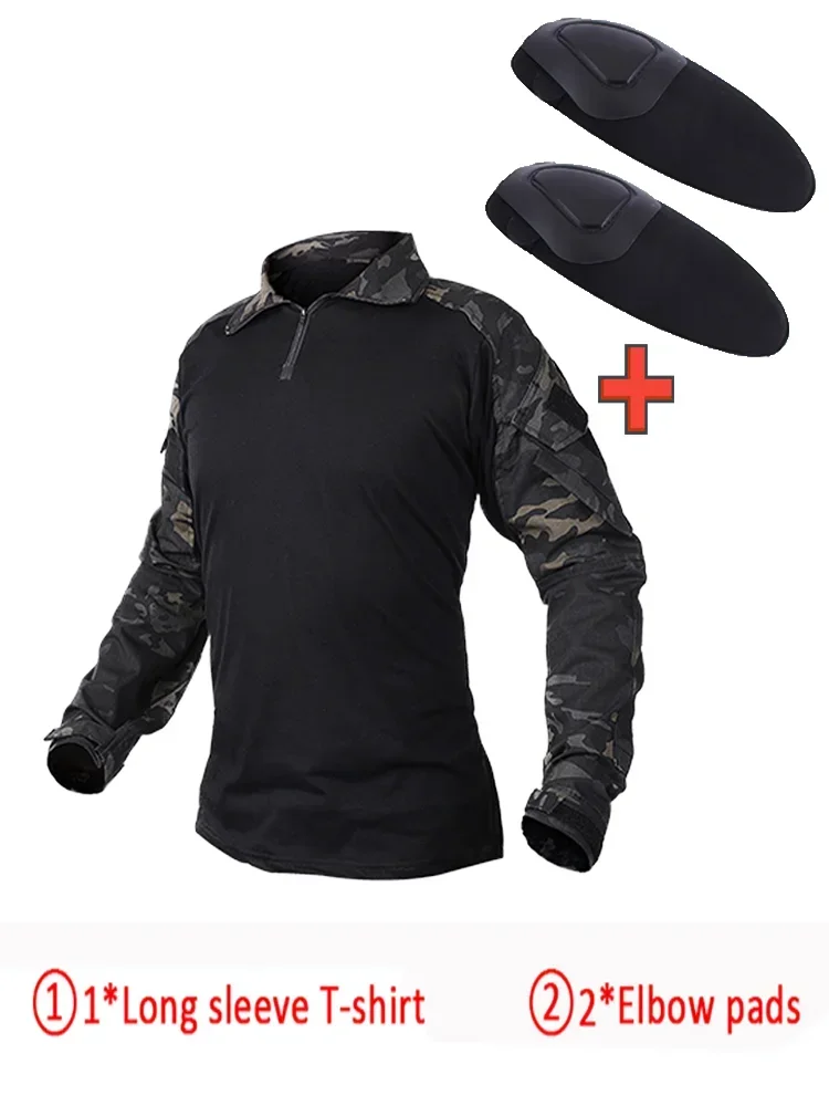 Men Clothing Uniform Tactical Shirts Combat Camo Hunting Shirts Pants Elbow/Knee Pads Suits Cargo Pants Men Wear-resisting 3