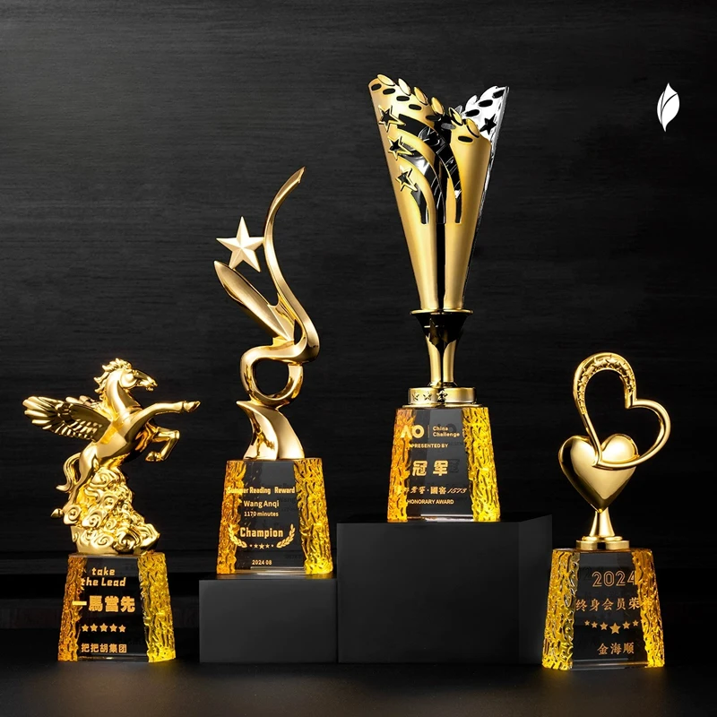 Customized Metal Crystal Trophy, High-end Basketball, Football, Billiards Competition Annual Meeting Award, Home Decoration, 1Pc
