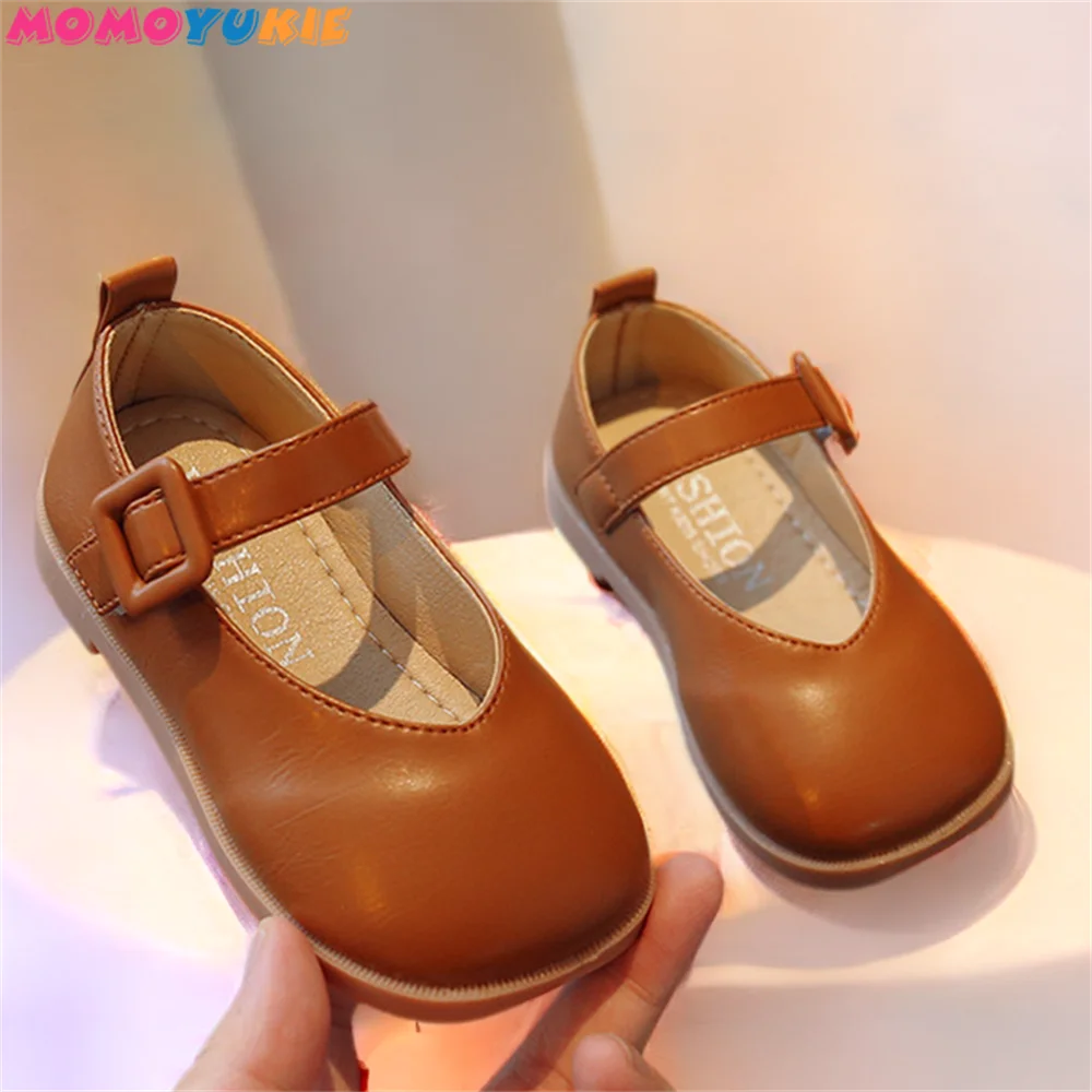 

Casual Sandals School Girls Princess Pu Leather Shoes Non-Slip Kids Retro Hollow Soft Bottom Kids Flat Shoes Children's comfort