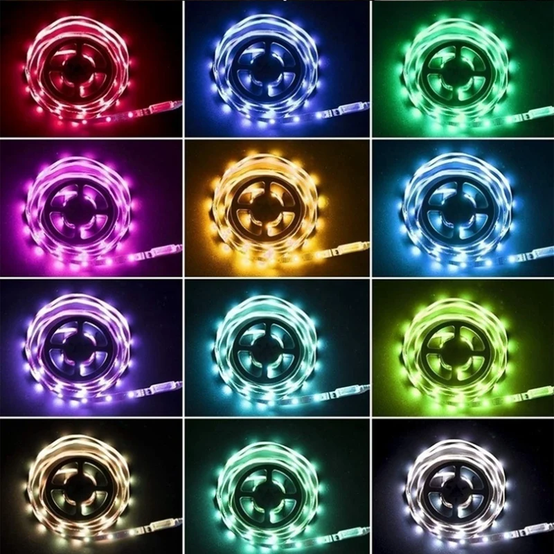 LED 조명 스트립 세트, 다채로운 조명 스트립 세트, TV 배경 분위기 조명, 5050RGB 리모컨 블루투스 5V