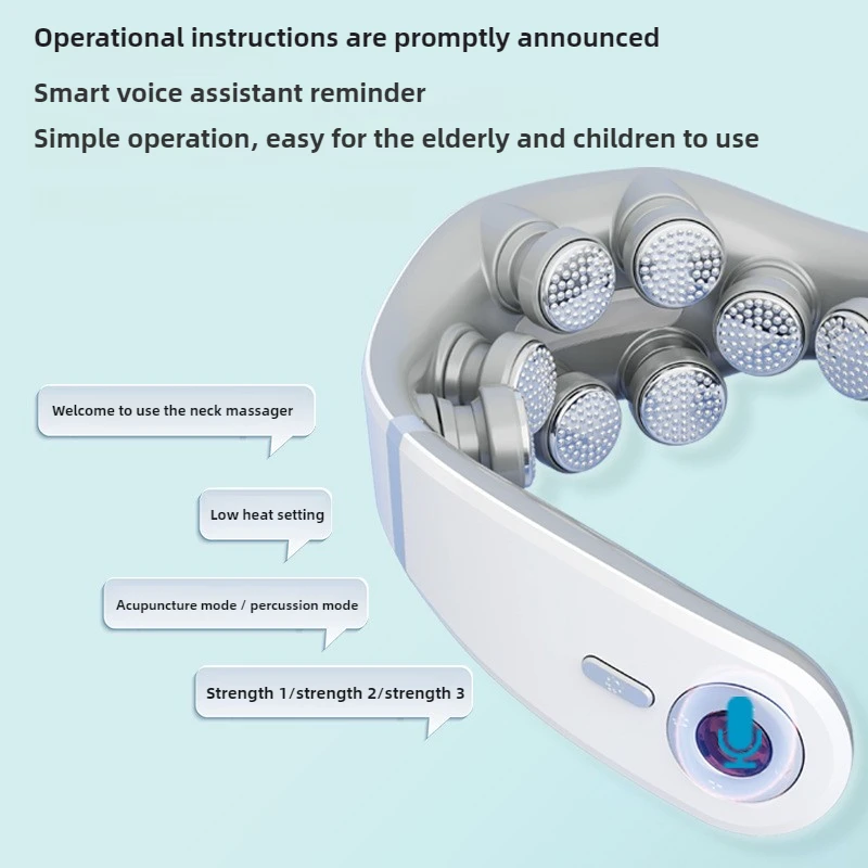 8D U-Shaped Home Use Electric Pulse Neck Protector Connect Mobile App Electric Cervical Spine Massager for Comfort & Relaxation