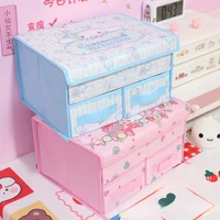 Sanrio Fabric Underwear Organizer Kuromi Cinnamoroll My Melody HelloKitty 2 Layer Drawer Foldable Underwear with Lid Storage Box 1