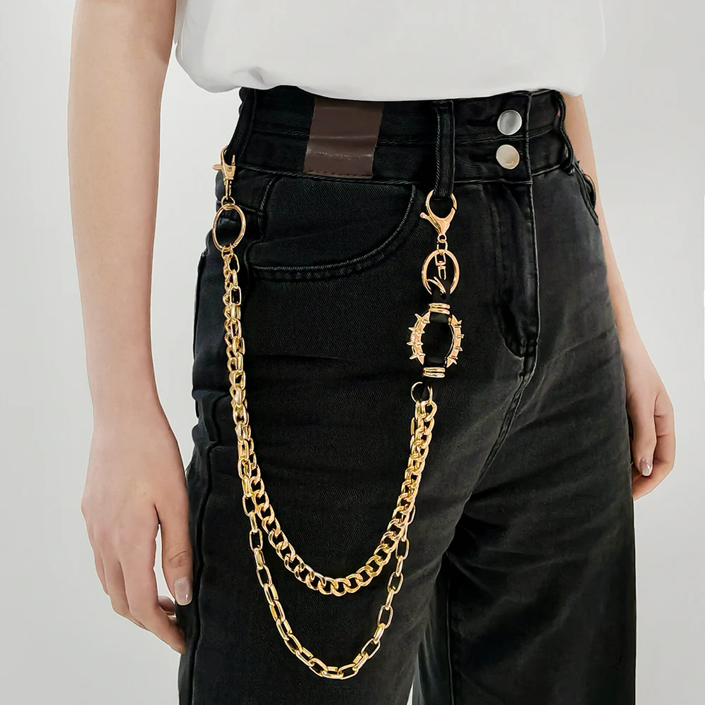 Metal Punk Rock Layered Chain Keychains For Men Women Waist Key Chain  Wallet Jeans Hip-hop Pants Belt Chains Jewelry Accessories