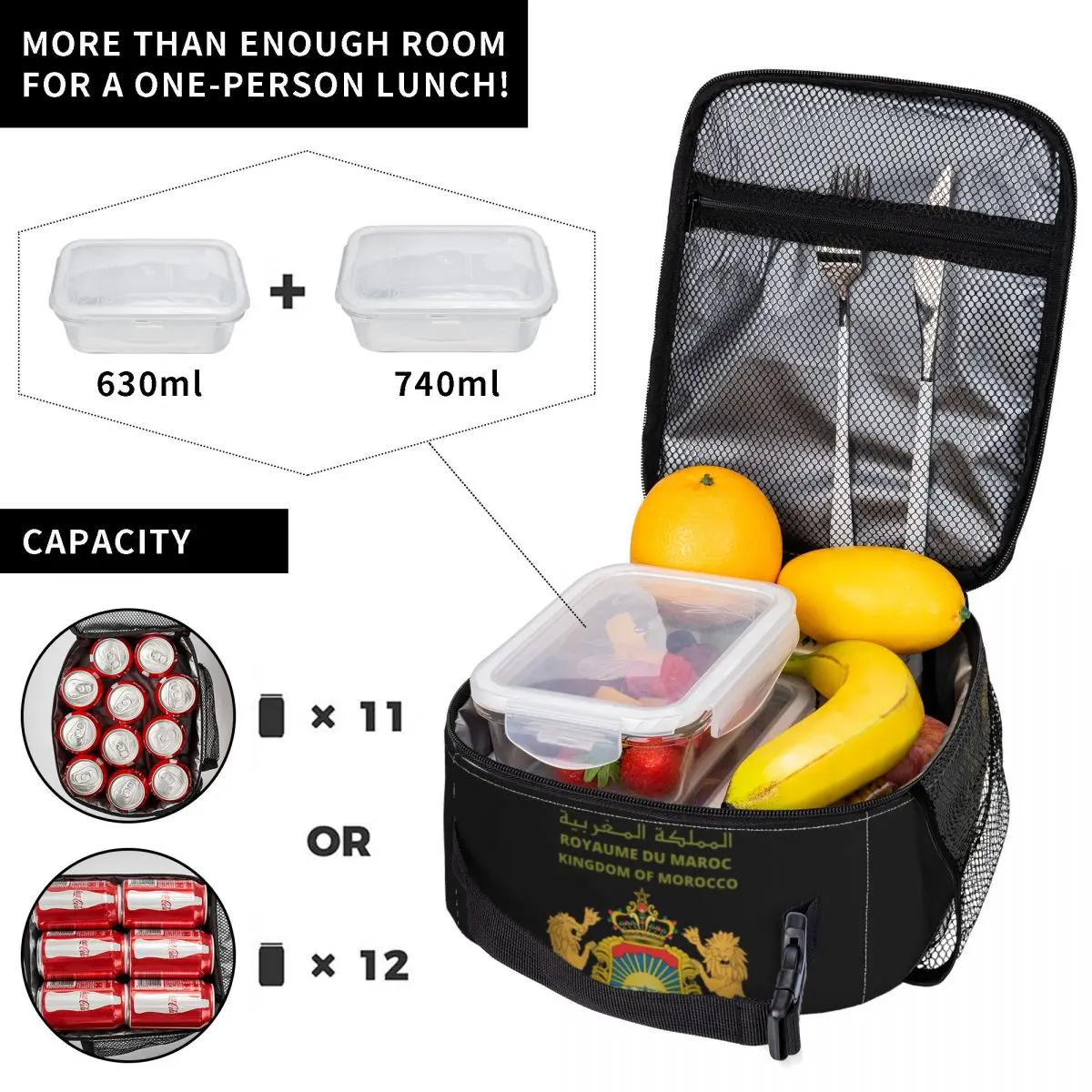Moroccan Passport Kingdom Of Morocco Insulated Lunch Bag for Women Resuable Thermal Cooler Bento Box Office Work School