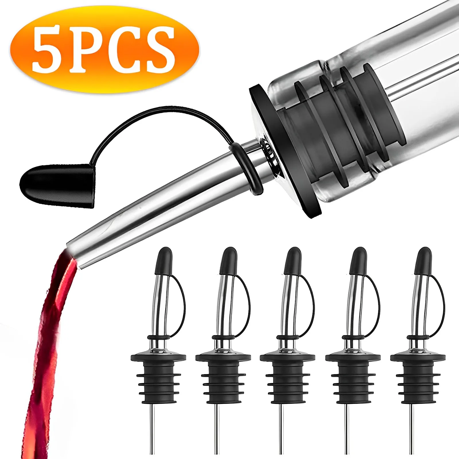 Description Picture 4 of itemStainless Steel Whisky Liquor Oil Wine Bottle Pourer Cap Spout Stopper Mouth Dispenser Bartender Bar Accessories Kitchen Tools