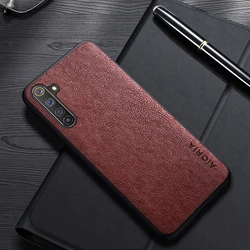 Luxury Leather Business Cover with Simple Design for Realme 6 Pro (Coffee)