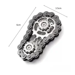 Stress - Relief Metallic Finger Gyroscope - Mechanical Gear Toy for Complete Finger Exercise (Black)