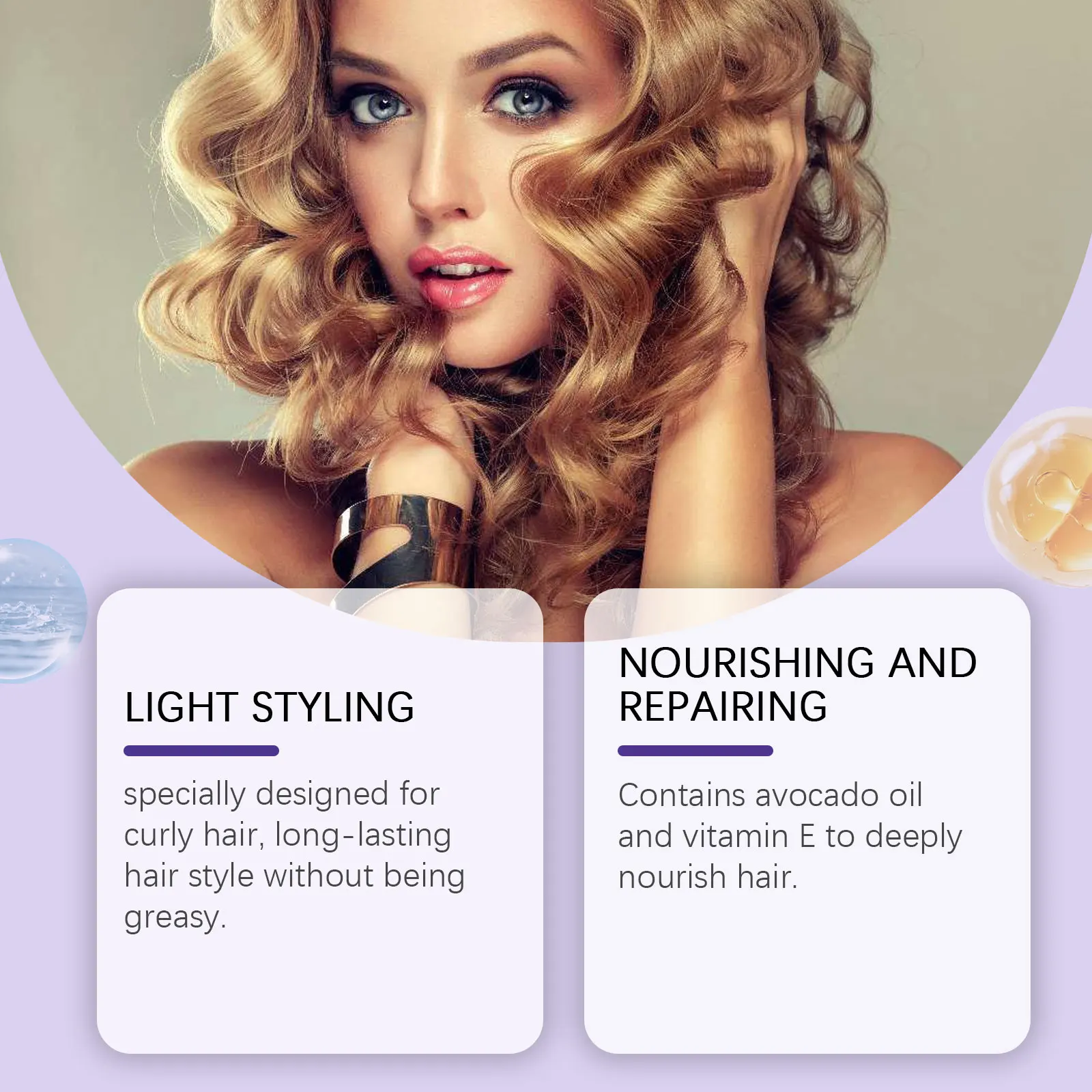 Hair Styling Spray Anti Frizz Add on Charms Increase Elasticity Long Lasting Styling Non-greasy Moisturizing Fluffy Hair Mousse