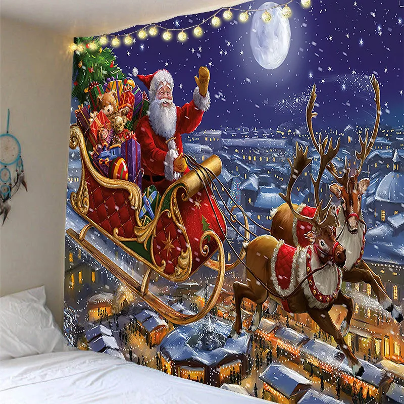 Party Decorations Tapestry Decorations Christmas decoration tapestry Santa Claus tree Snowman wall hanging living room New Year home