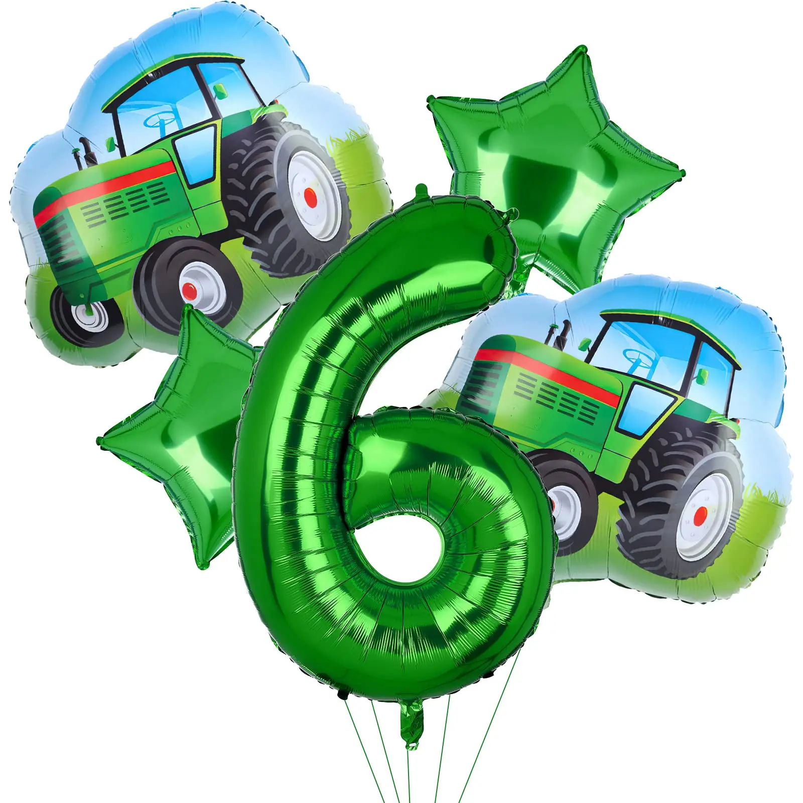 Farm Tractor Party Decor Set - Tableware, Napkins, Tablecloth, Banner, Balloons & Cake Topper