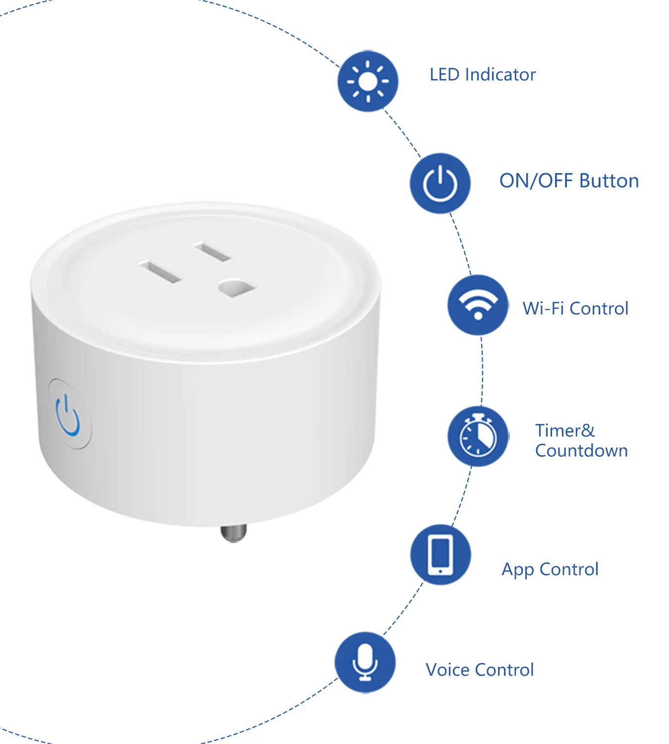 Tuya WiFi US Round 10A Smart Plug, APP Remote Voice Control, Timer Countdown Function, Works with Alexa Google Home image 2