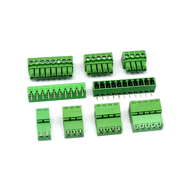 

10 sets 3.5MM Terminal Block PCB Pluggable Connectors 2/3/4/5/6/7/8/9/10P Right Angle KF15EDG-3.5 Green ROHS