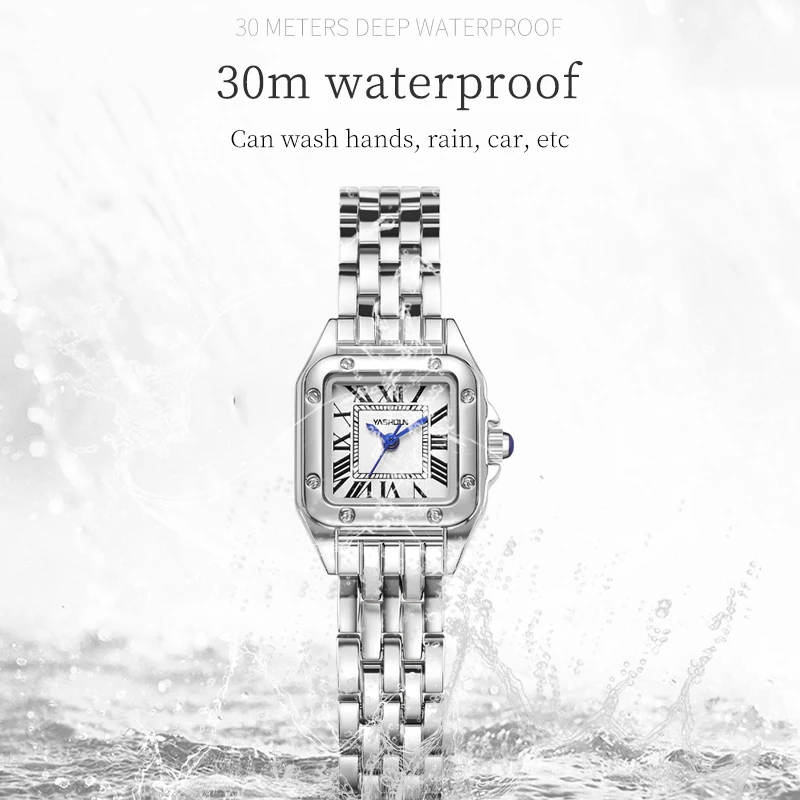 ساعة كوارتز نسائية فاخرة ذات جودة مربعة على الموضة...