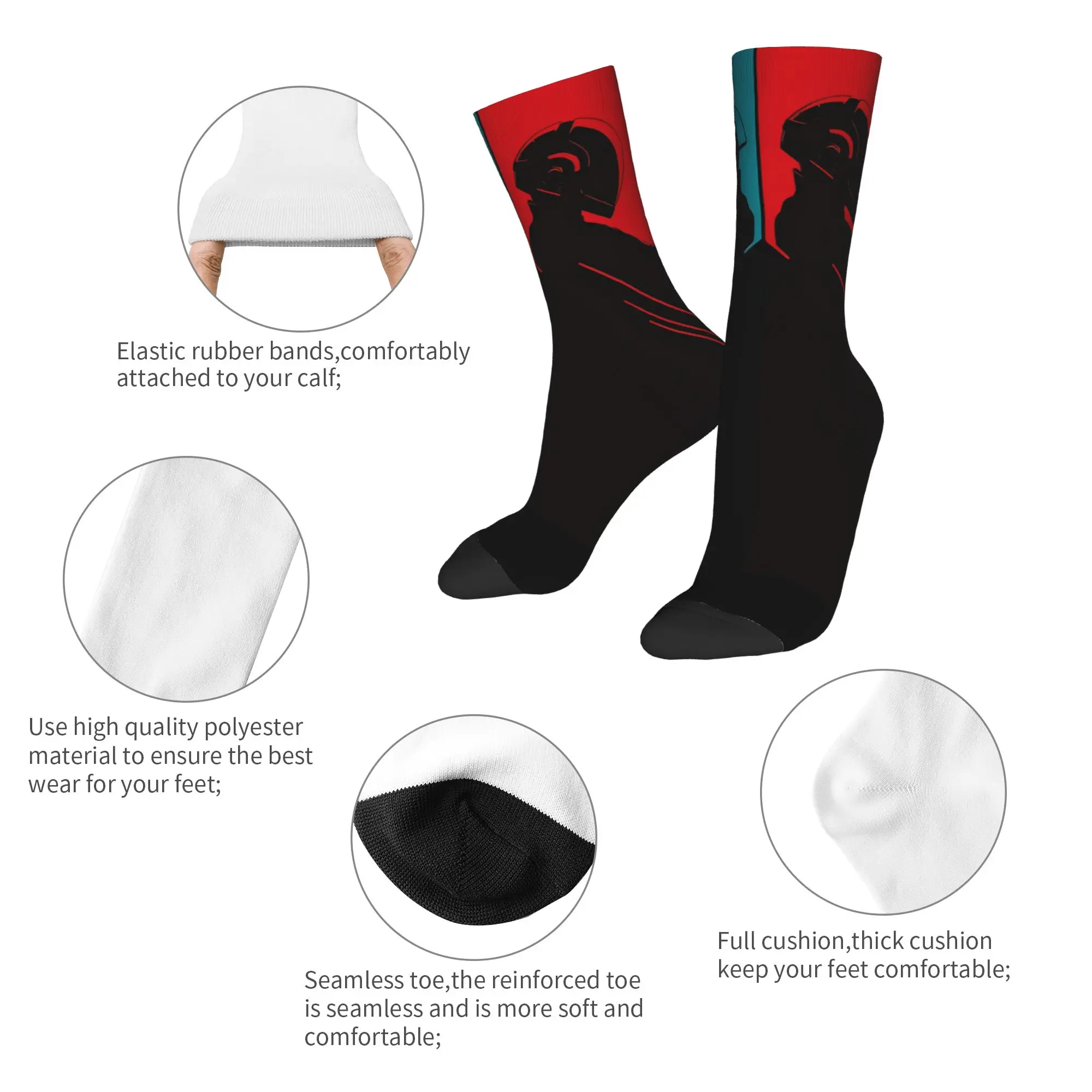 Daft Punk Rock Band Autumn Skateboard Non-Slip Soft Socks