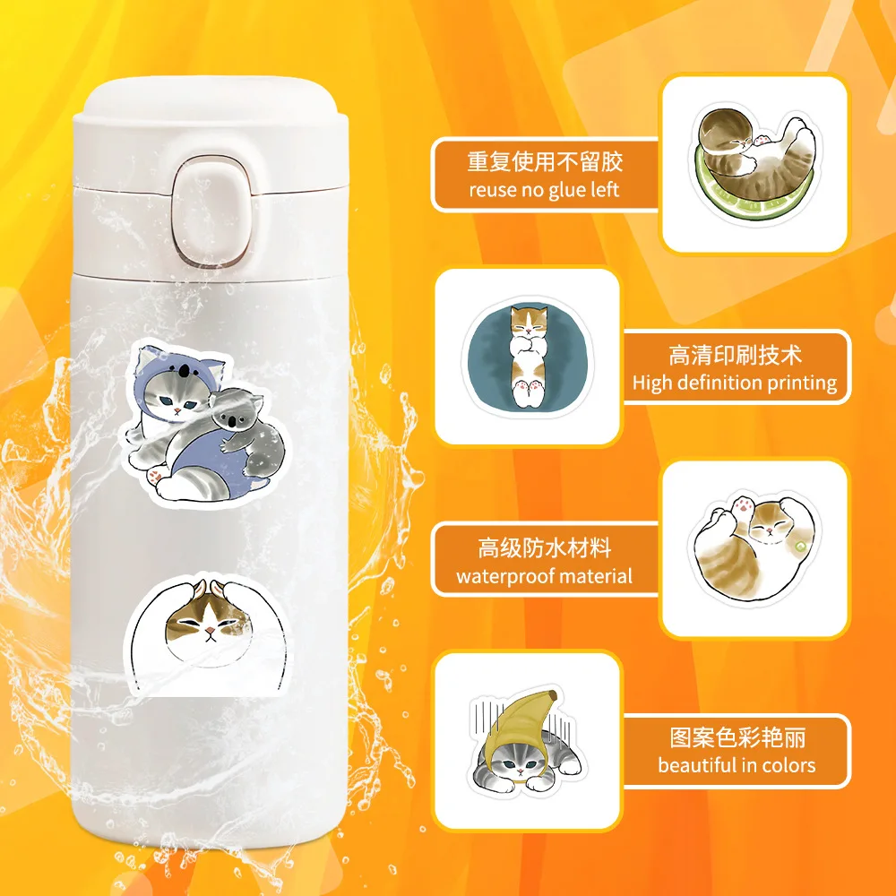 100 Sheets Cute Kitten & Animal Stickers Aesthetic Ins Style PVC Stickers for DIY Decoration for Laptop Water Bottle Skateboard