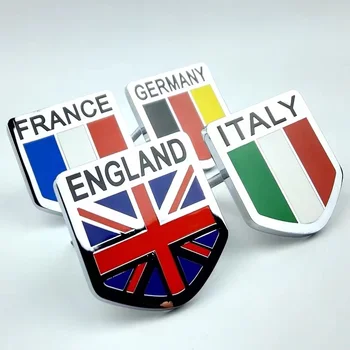 Italy France Germany England Flag metal Car front Grille Emblem Badge for Germany Franch Italy UK USA Japanese Korea cars 1