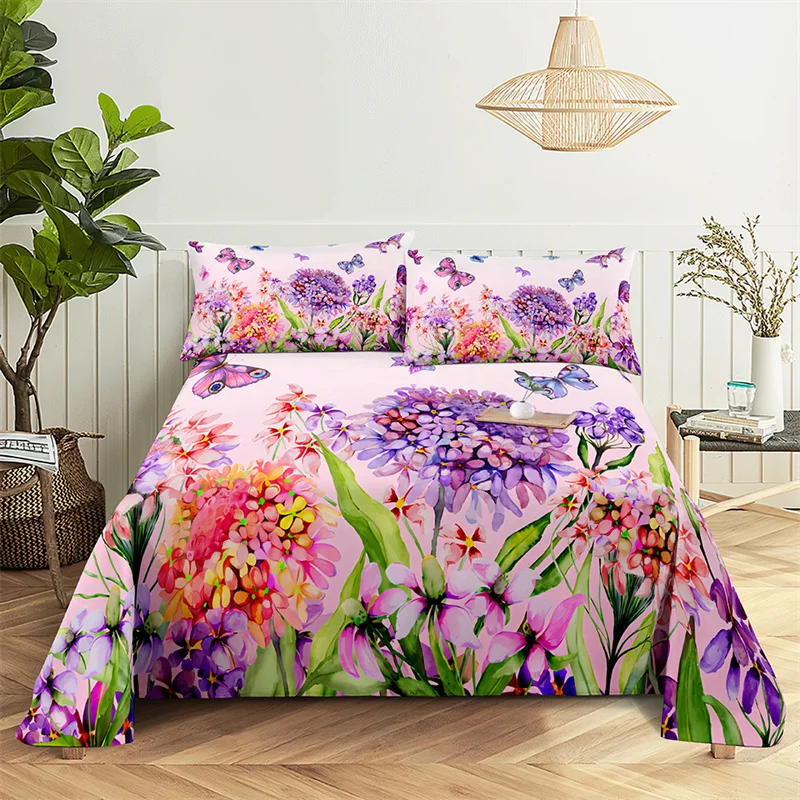 

Butterfly Flowers Queen Sheet Set Girl, Lovers Room Bedding Set Bed Sheets and Pillowcases Bedding Flat Sheet Bed Sheet Set