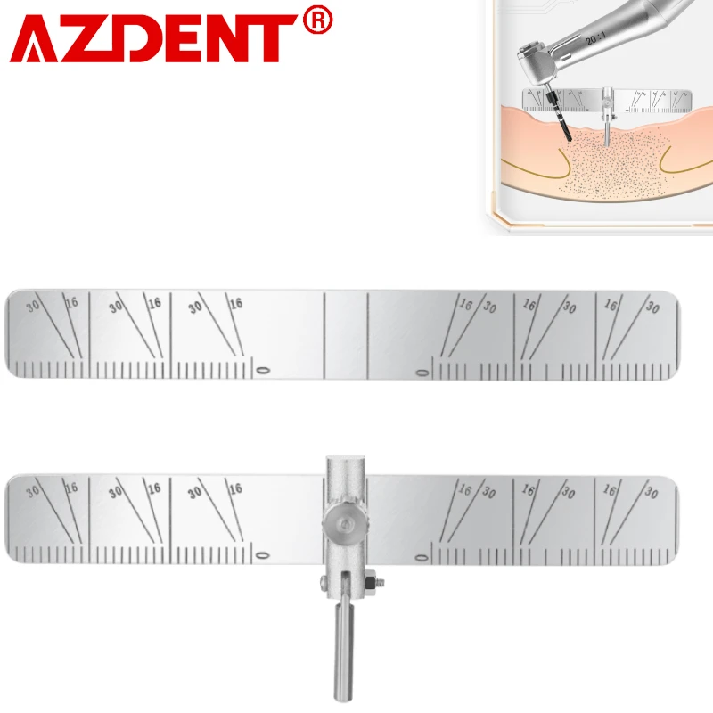 

AZDENT Dental Implant Locating Guide with Scale Angle 2 Rulers Set Locator Positioning Dentistry Tool for Dentistry Gauge