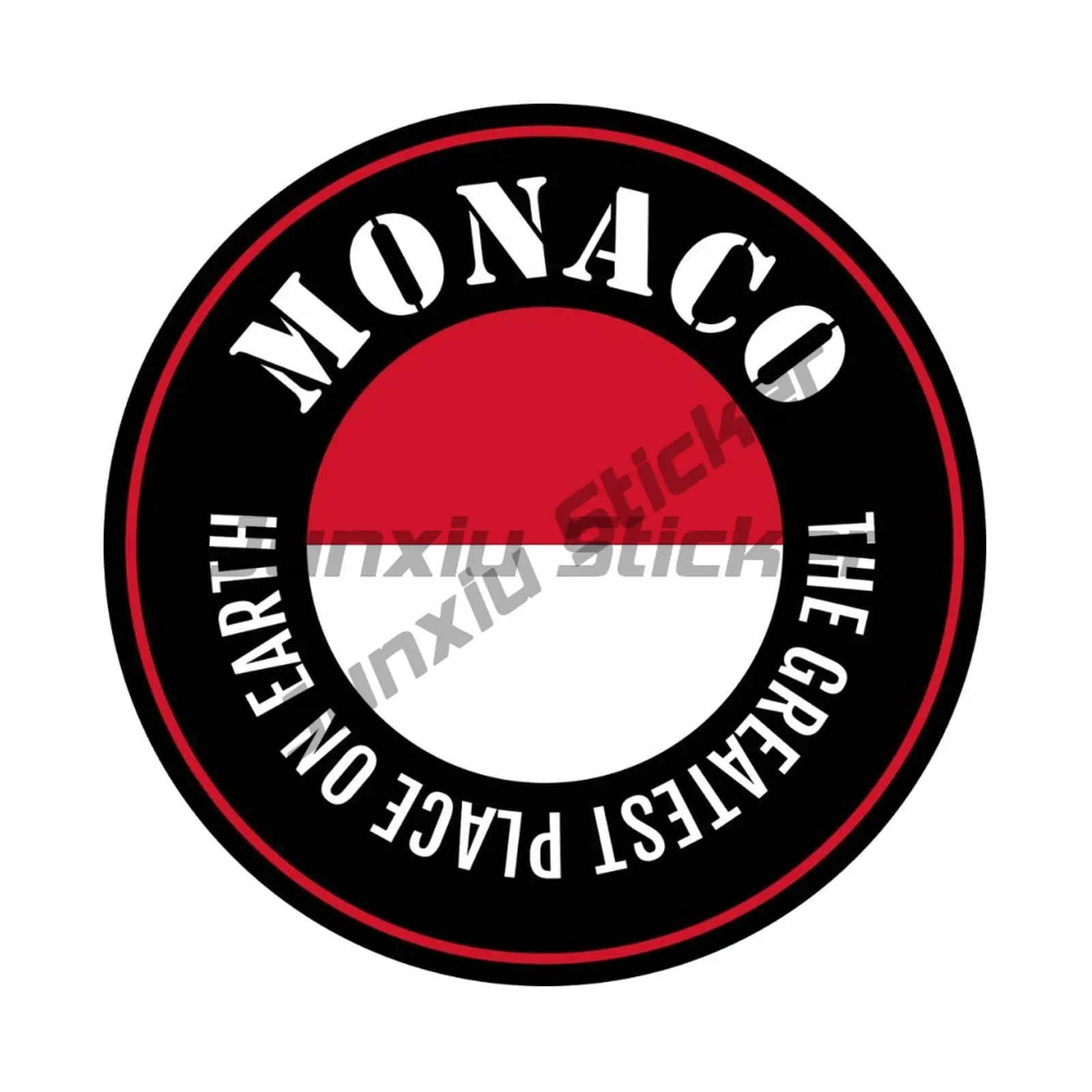 Monacan Coat of Arms and Flag Oval Sticker for Bumper, Laptop, and More