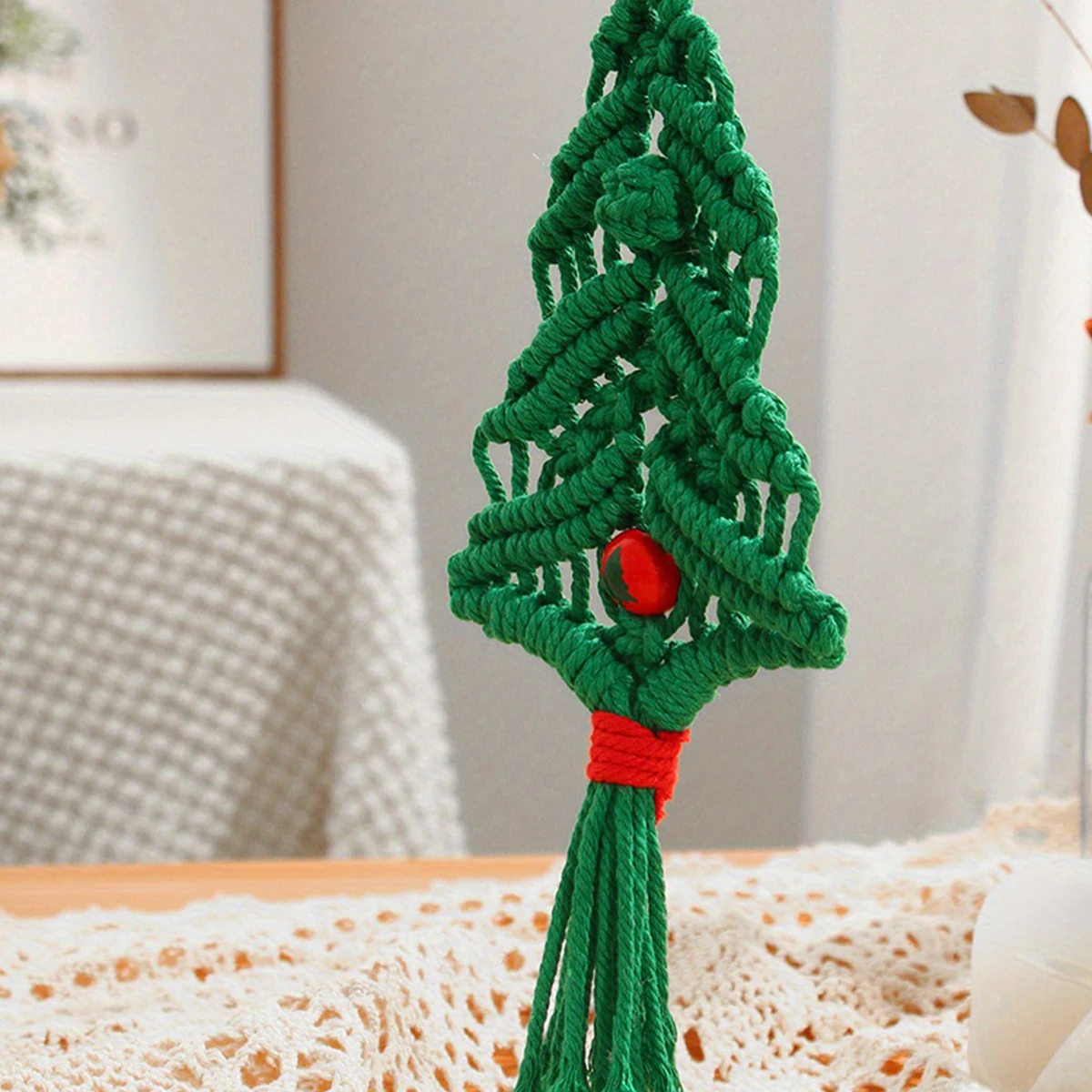 1PC, Christmas Decorations Christmas braided beaded decorative craft, christmas-themed party decoration