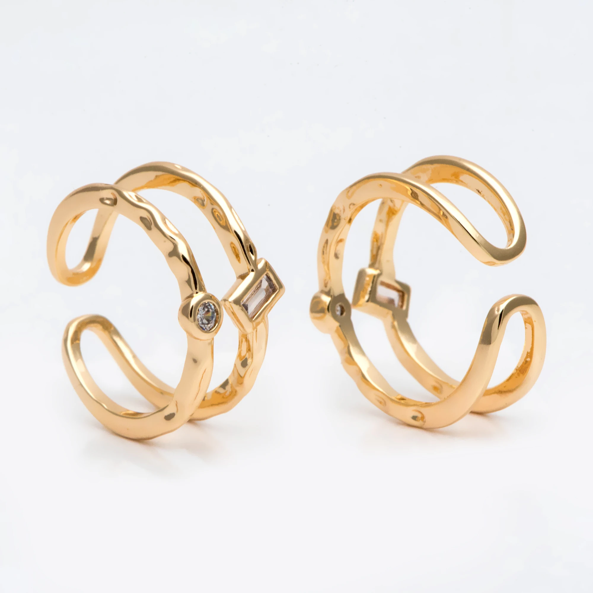 

4 шт., Золотое кольцо с двумя ремешками, регулируемое кольцо, искусственное, складное кольцо, эффектное кольцо (# минималистское кольцо)