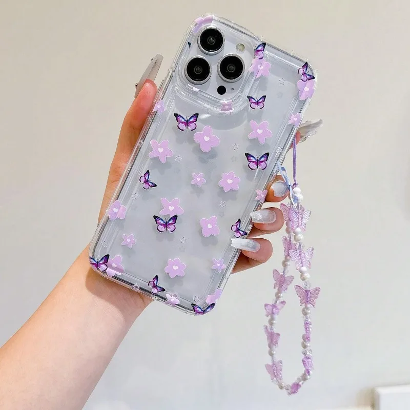 Elegant Transparent Butterfly Flower Phone Case - Soft Protective Cover