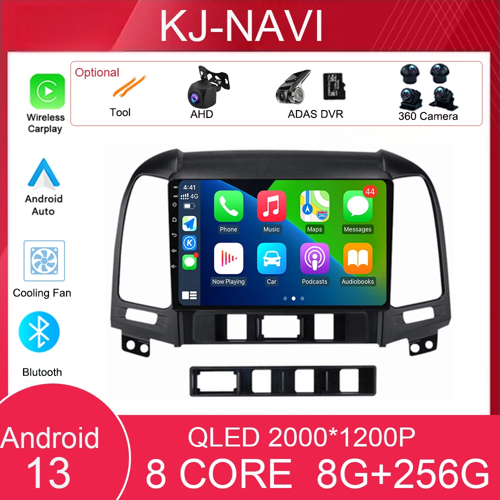 

Автомобильный навигационный экран Android 13 CarplayFor Hyundai Santa Fe 2 2006-2012 4G Мультимедийный видеоплеер навигация GPS Carplay