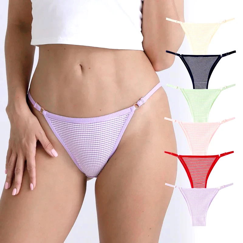 

1PC Adjustable Women Panties Sexy Low Waist Striped G-string Lingerie Fashion Elastic Comfortable Intimates Seamless Underpants