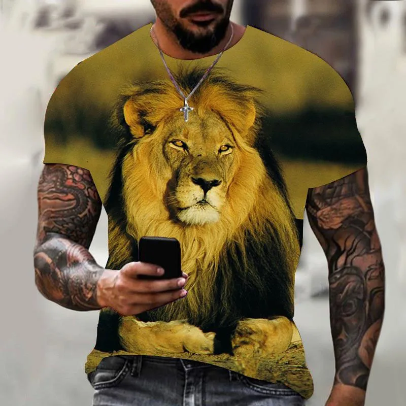 Fashion Lion T-Shirts Animals 3D Print Men's Women Casual