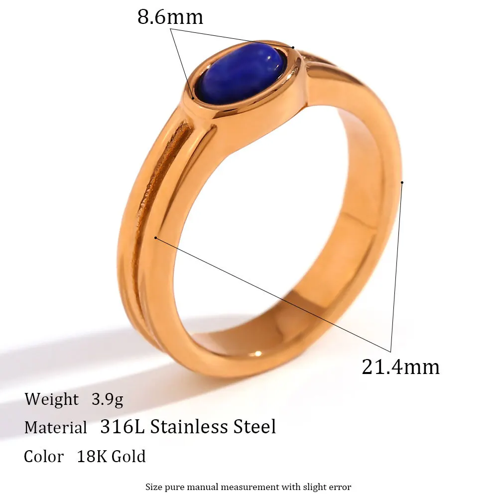 Natural Stone Titanium Steel Ring Stainless Steel Gold-Plated Ring Jewelry Finger Accessories Gift