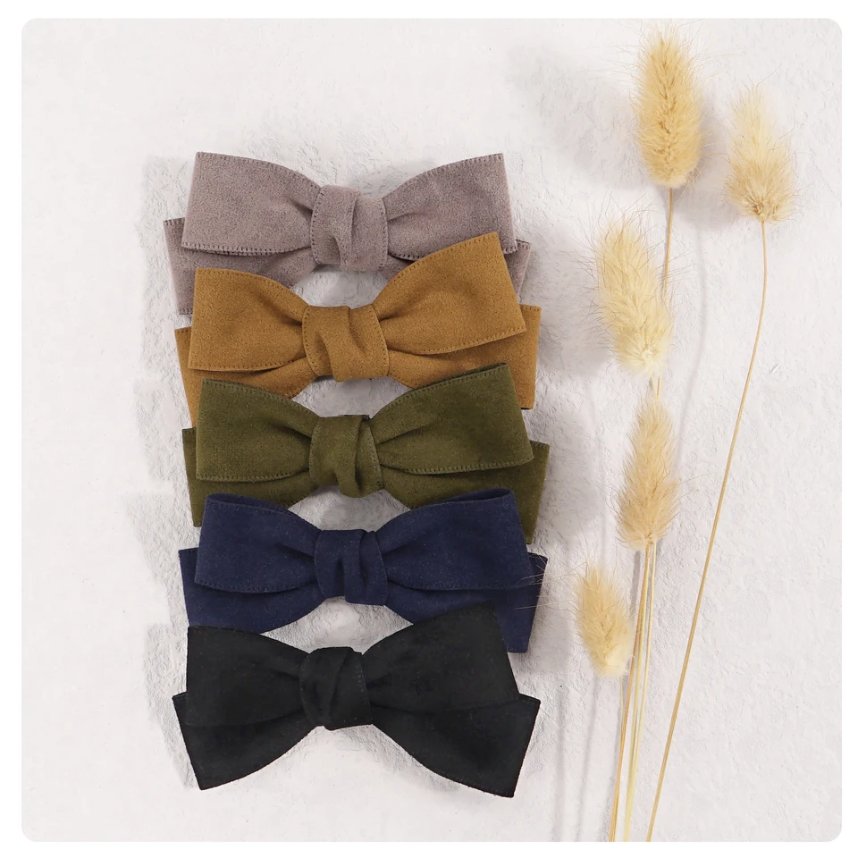 Samt-Haarschleifen Für Mädchen – 12,7 Cm, 4 Stück, Schwarz & Beige, Für Pferdeschwanz