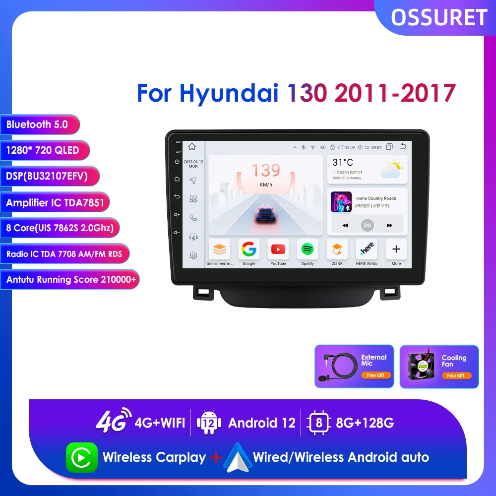 

9" Smart Car Systems Android Wireless Carplay 2din Stereo for Hyundai I30 Elantra GT Radio Multimedia Player GPS Navi BT SWC RDS