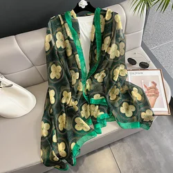 2023 Female Large Summer Silk Thin Hijab Wraps Women Elegant Floral Scarf Shawl Spring Pashmina Beach Stoles Bufanda Foulard