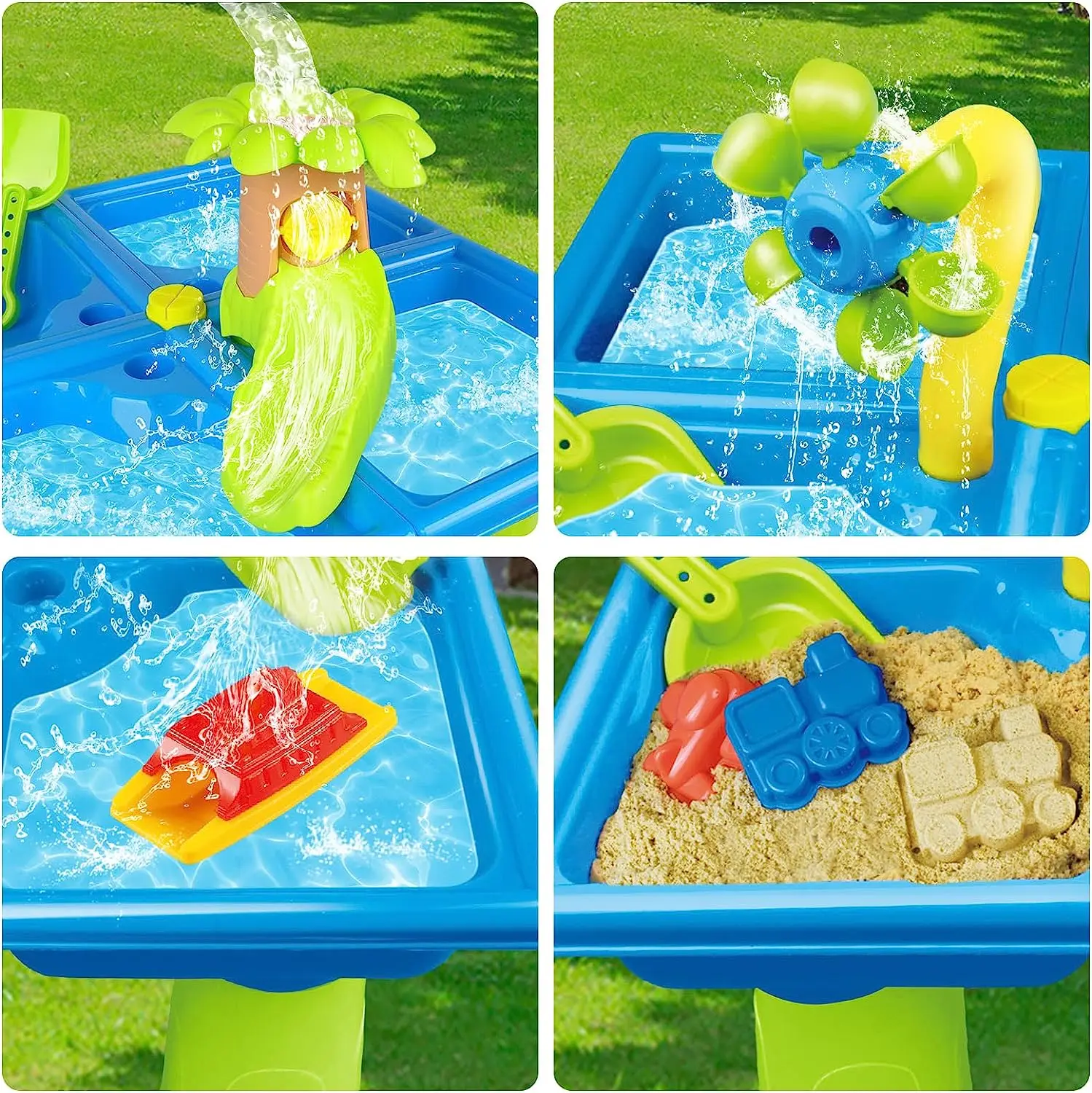 Water Table for Toddlers 4 in 1 Kids Portable Water Play Table Beach Toys 24PCS Sensory Activity Splash Table Toys for Children 5