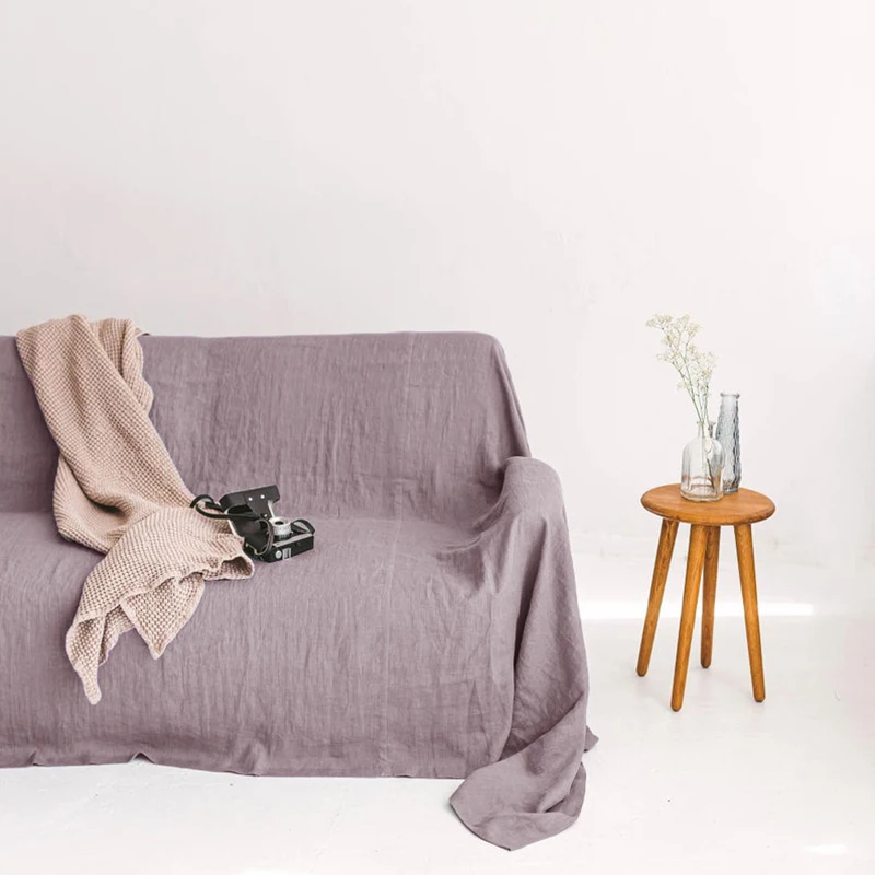 

100% Linen Sofa Cover for 3 Cushion Couch Natural Sofa Slipcover Covers Towel for Home Dogs Sectional Loveseat & Recliner TJ7736