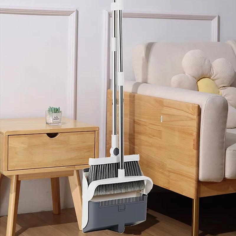 Foldable Dustpan Broom Set with PET Bristles for Kitchen Floor Cleaning