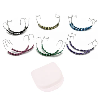 【AD】2Pcs Fashion Fake Braces Colorful Brackets For Teeth Temporary Metal Wires Metal Bracket Orthodontic Ligature Ties Dental 1