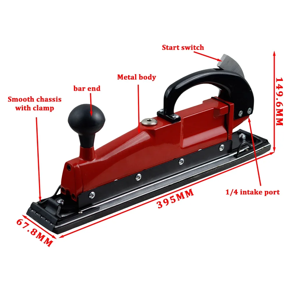 395x67mm Pneumatic Straight Line Air Sander Twin Piston Longboard Polisher Metal Wood Floor ing Machine 3000 RPM
