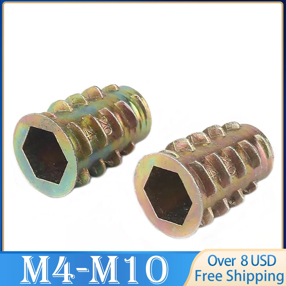 SeroNi 30-Pack M6x13mm Zinc Alloy Threaded Wood Insert Nuts – Flanged Hex Drive Furniture Nuts (M4-M10 Sizes Available)