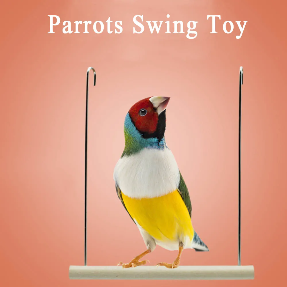 NaturalWoodenHangingSwingsToyForBirdCageSwingParrotsSwingToy