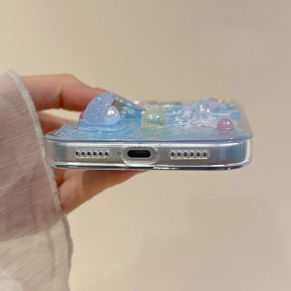 Glitter 3D Cute Phone Case with Bling Starfish Shockproof Protector Cover