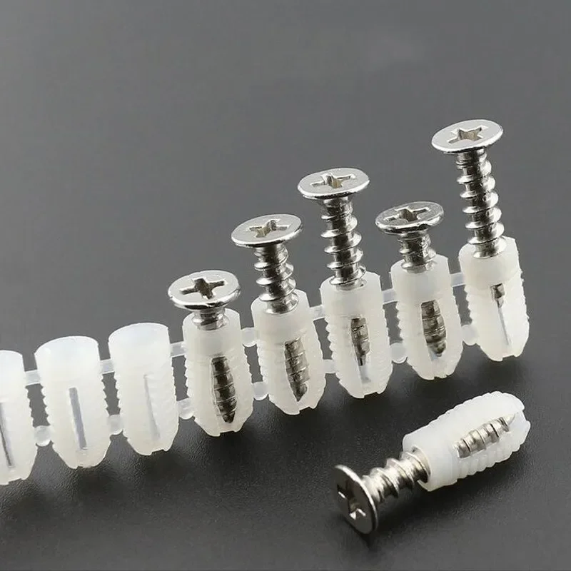 100PC/lot M4 M6 plastic Expansion Pipe Flat Head Self-Tapping Screw Nylon Tube bolt Wall Wood Hardware decoration Fasteners